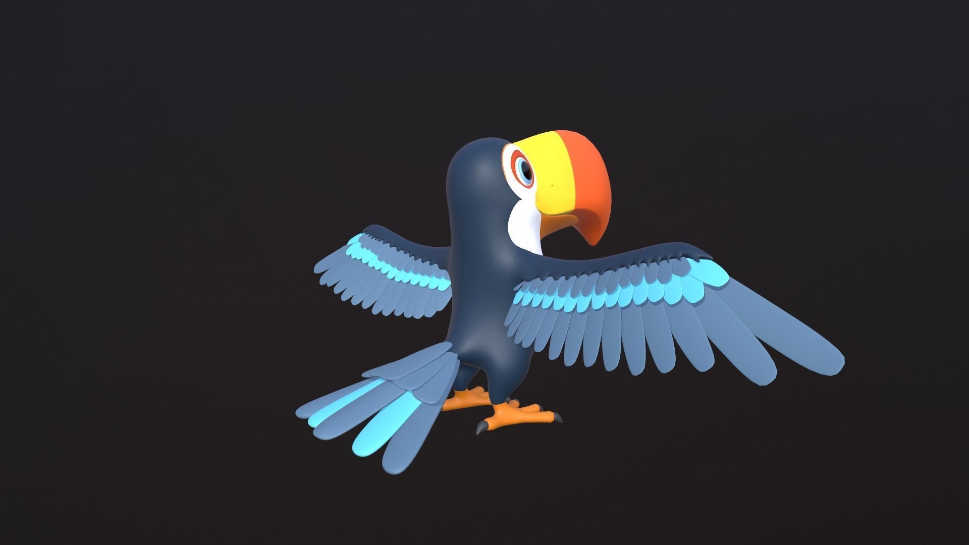 Asset - Cartoons - Animal -Toucan Rigged 3D model  3D model_5