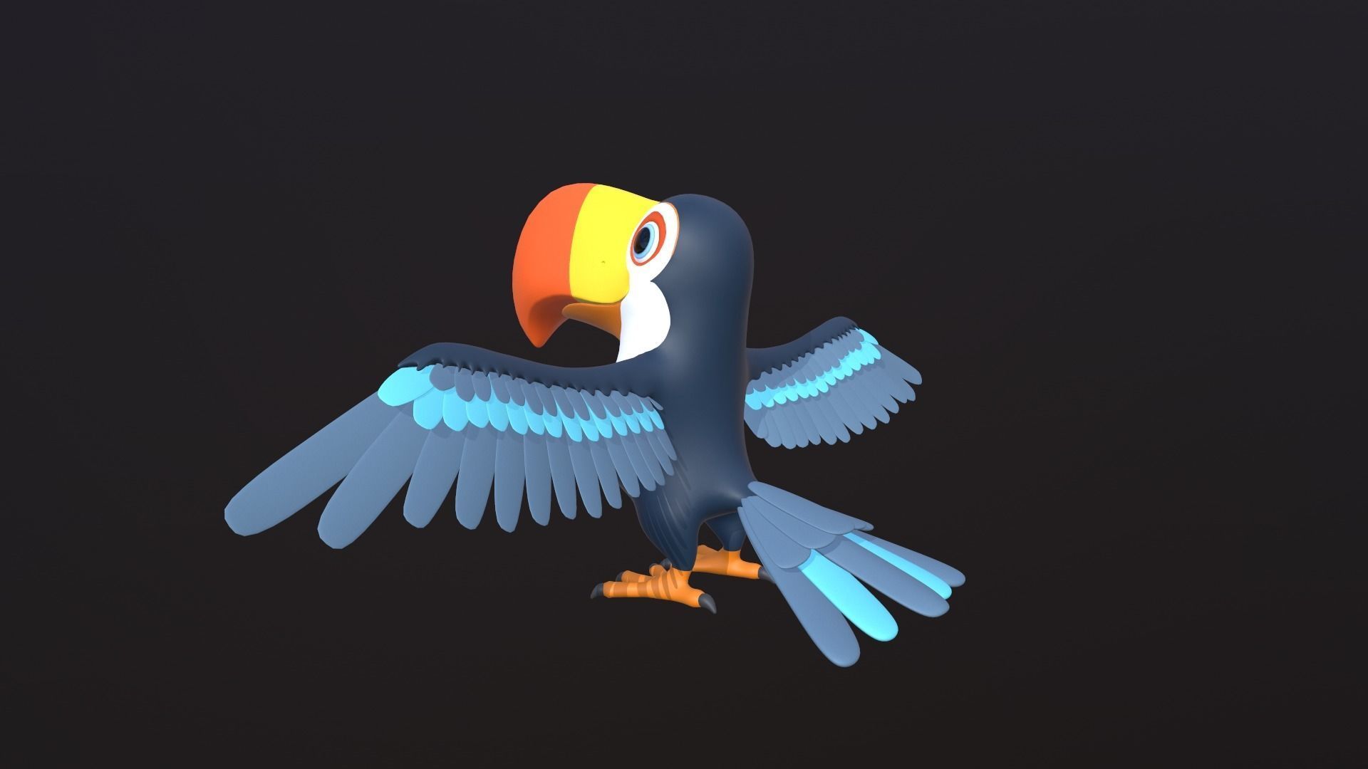 Asset - Cartoons - Animal -Toucan Rigged 3D model  3D model_7