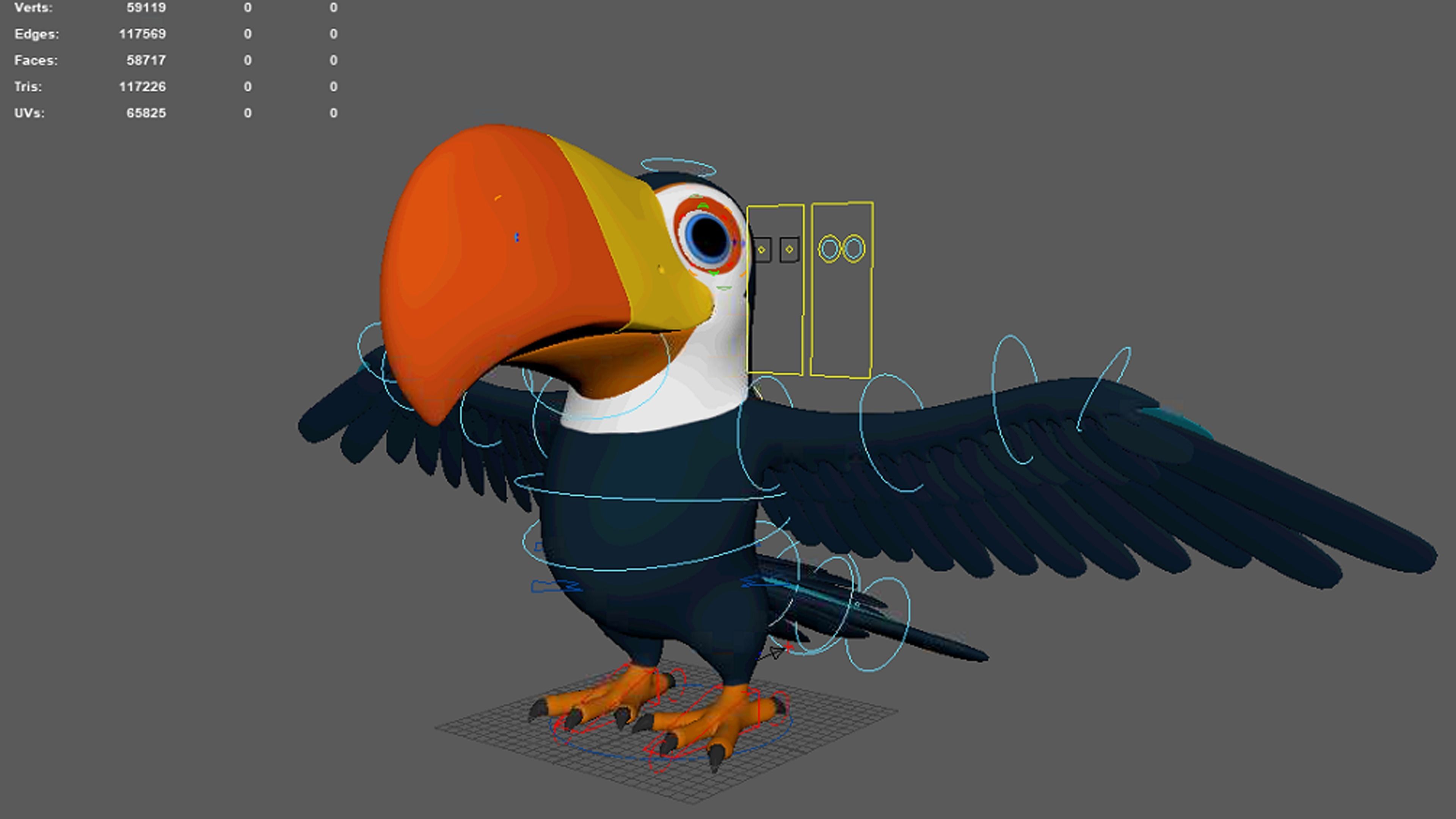 Asset - Cartoons - Animal -Toucan Rigged 3D model  3D model_2