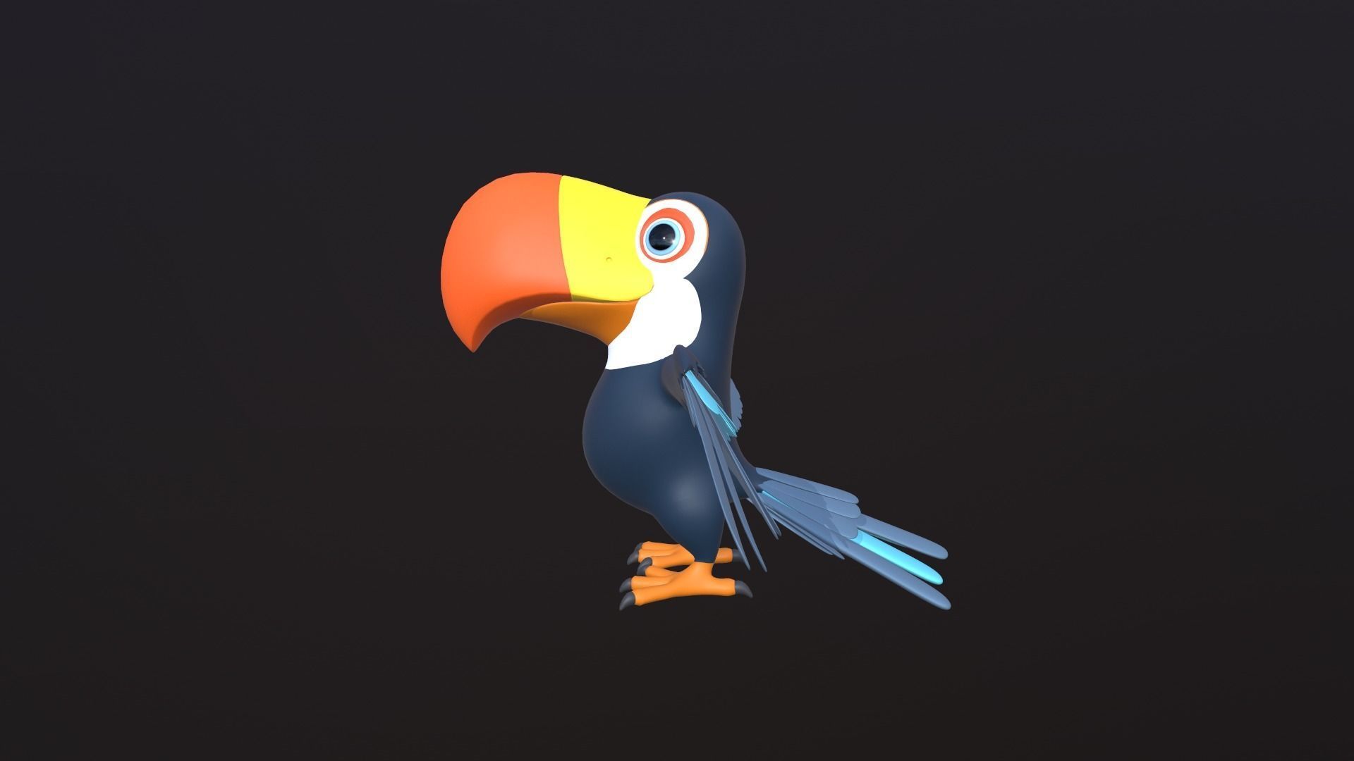 Asset - Cartoons - Animal -Toucan Rigged 3D model  3D model_8
