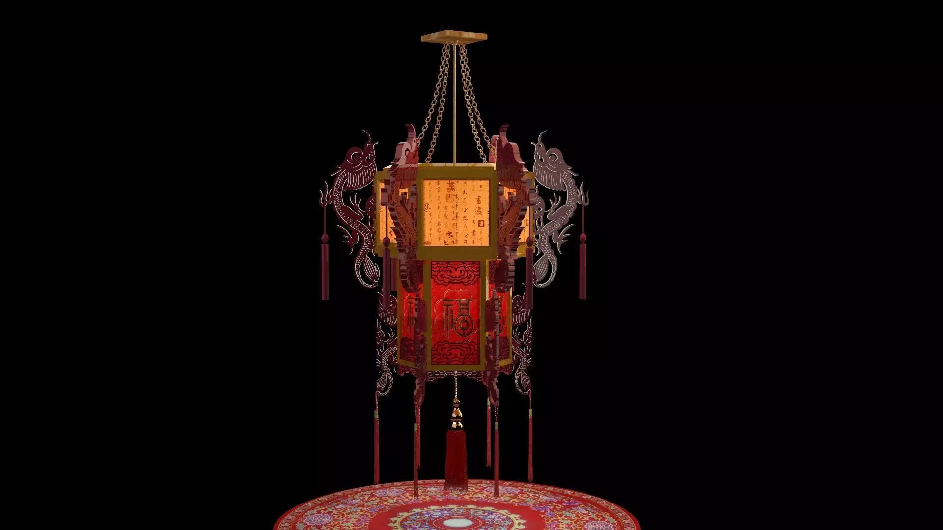 Chinese palace lantern 3D model_0