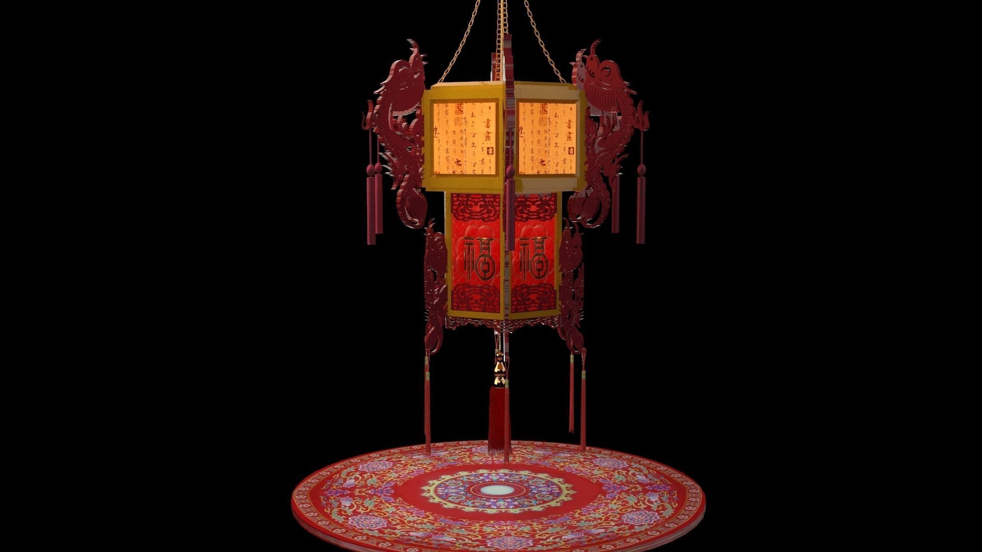 Chinese palace lantern 3D model_1
