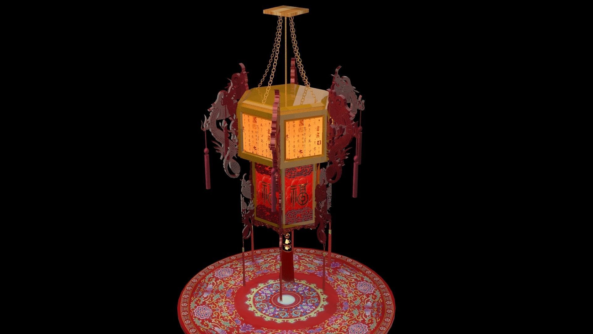 Chinese palace lantern 3D model_3