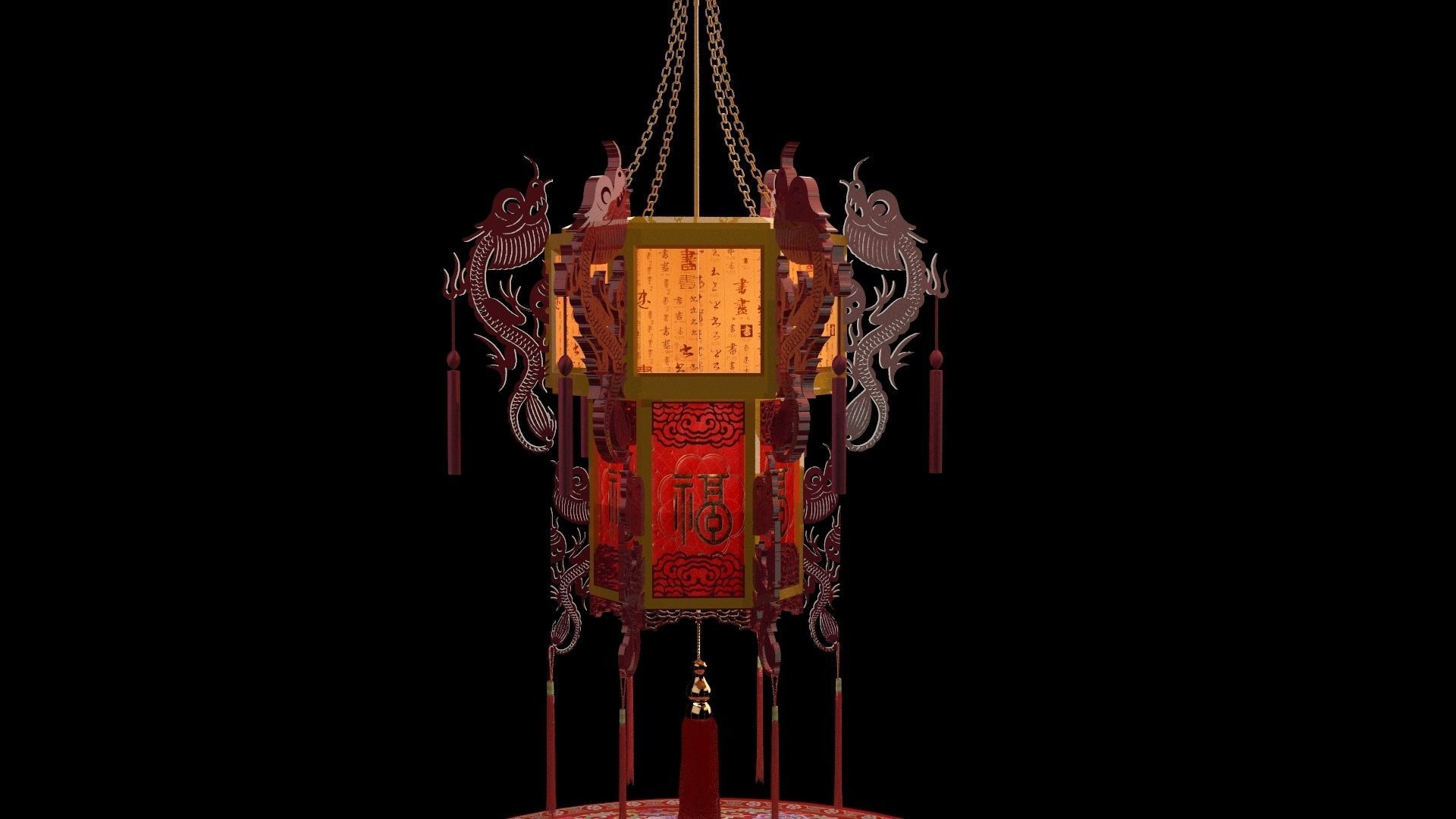 Chinese palace lantern 3D model_4
