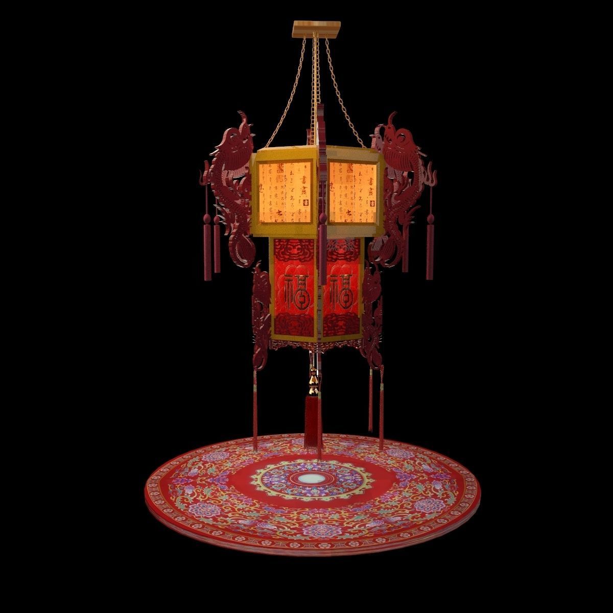 Chinese palace lantern 3D model_5