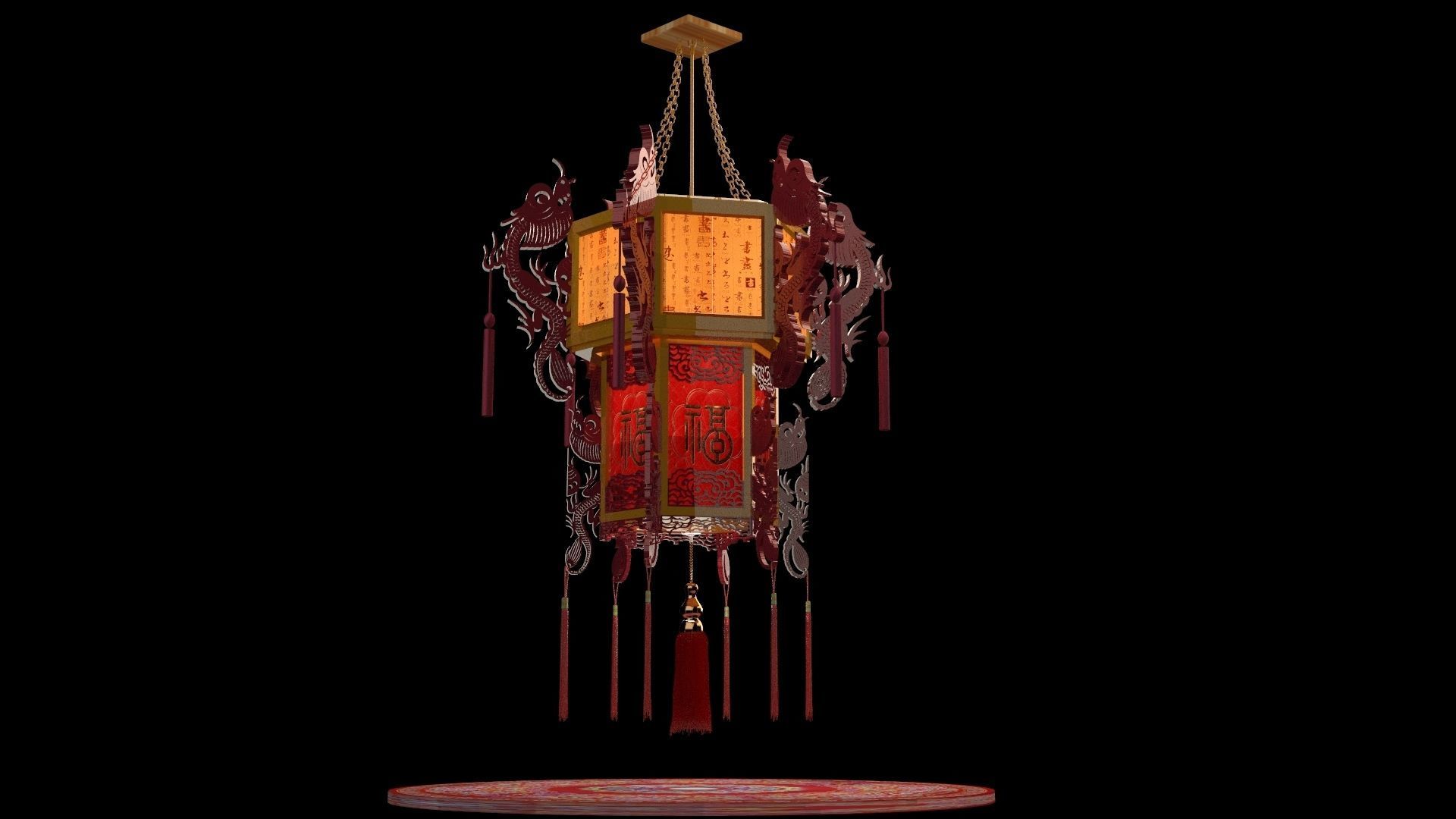 Chinese palace lantern 3D model_2