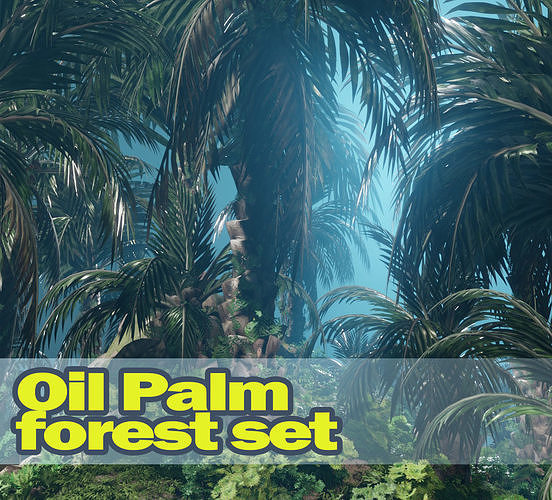 Oil Palm  Forest Tropical plant Low-poly 3D model