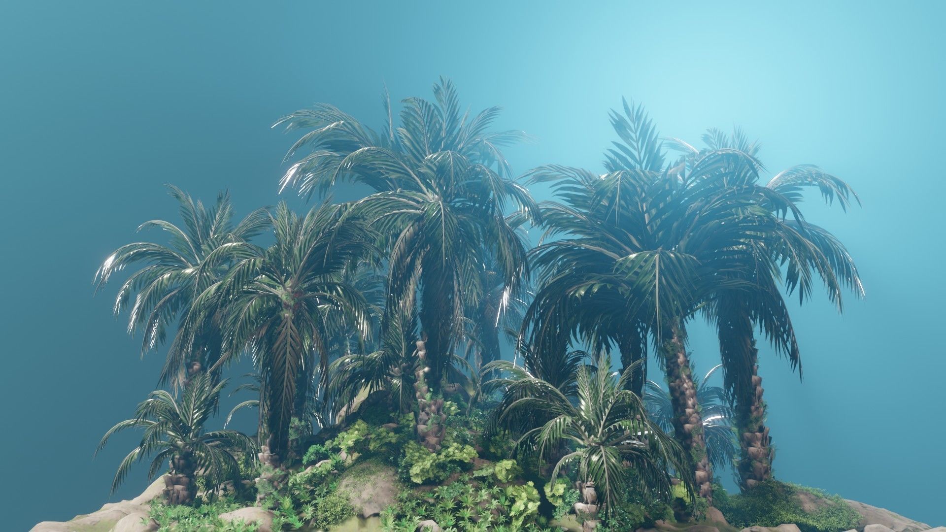 Oil Palm  Forest Tropical plant Low-poly 3D model_2