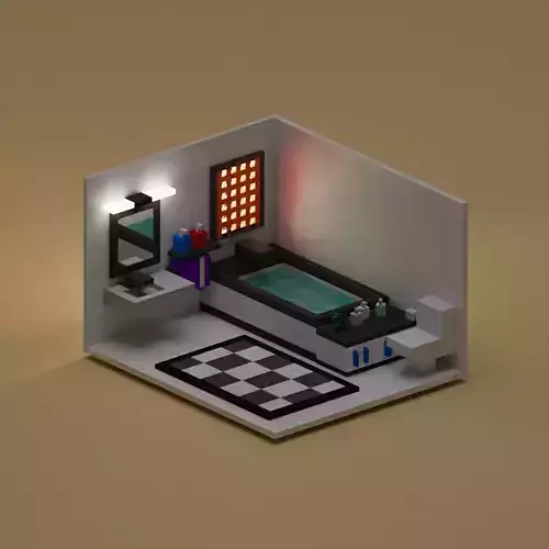 Voxel Bathroom Cartoony Low Poly Art Ibby