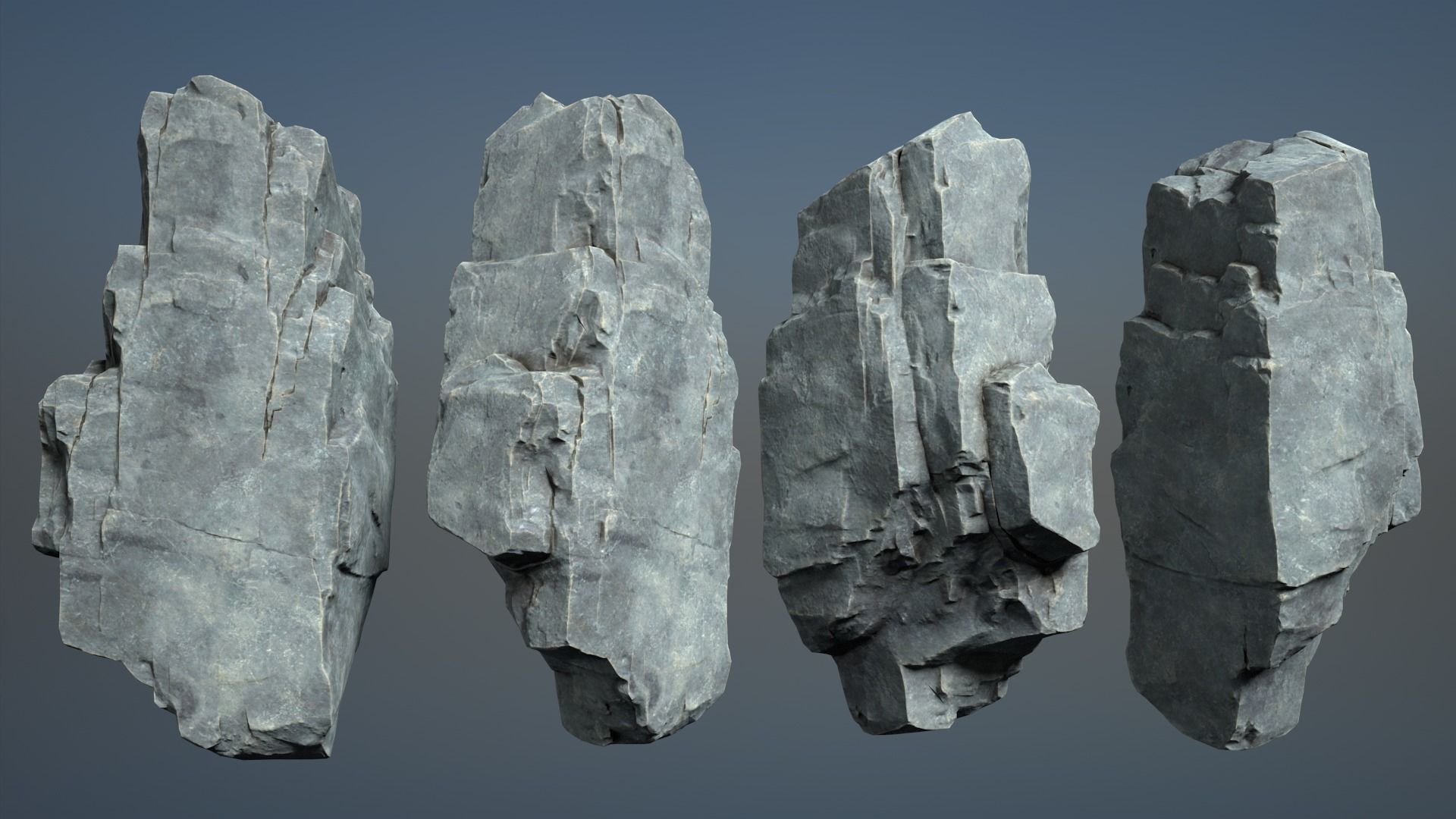 6 Modular Cliff Rocks - 240804 Low-poly 3D model_3