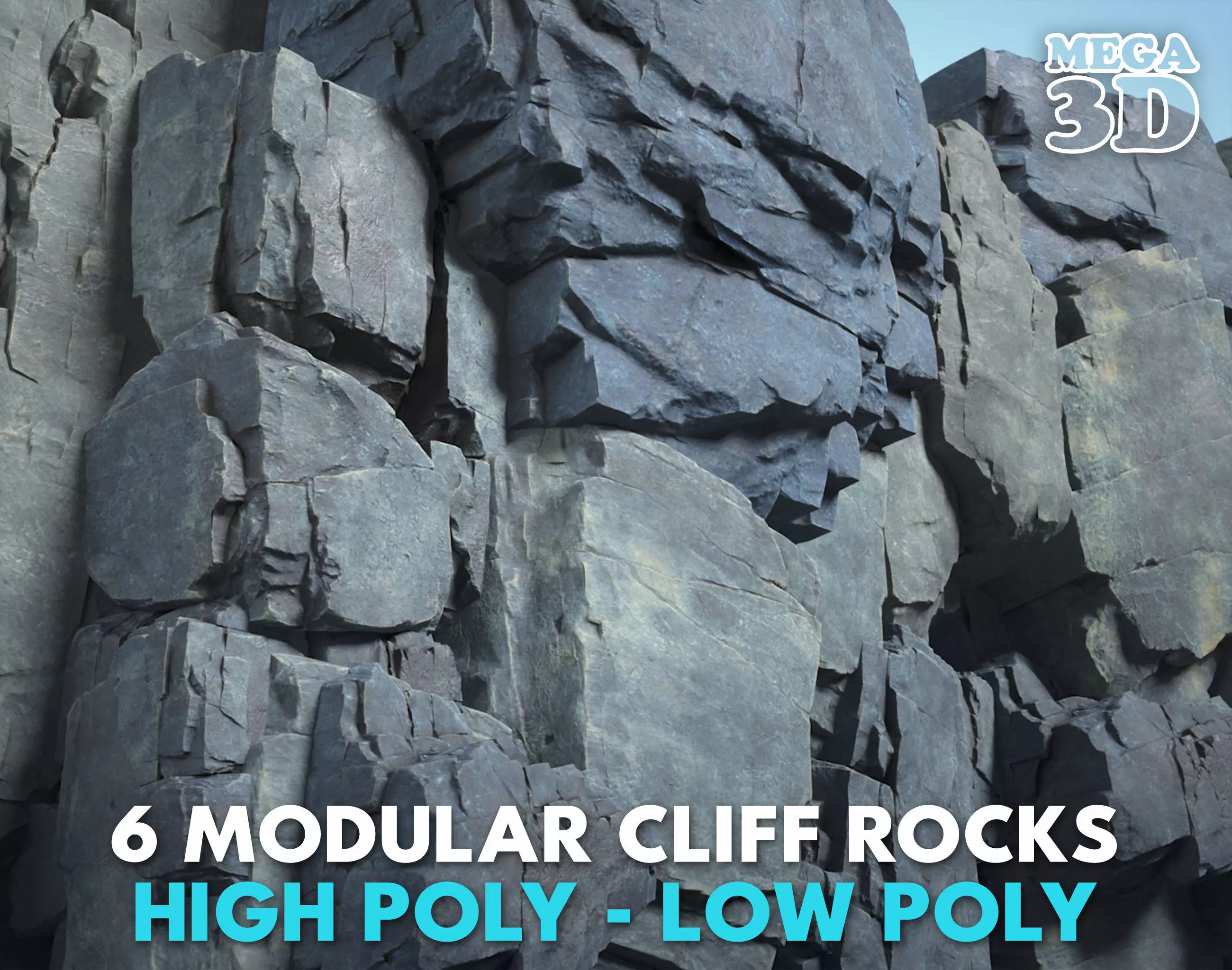 6 Modular Cliff Rocks - 240804 Low-poly 3D model_0
