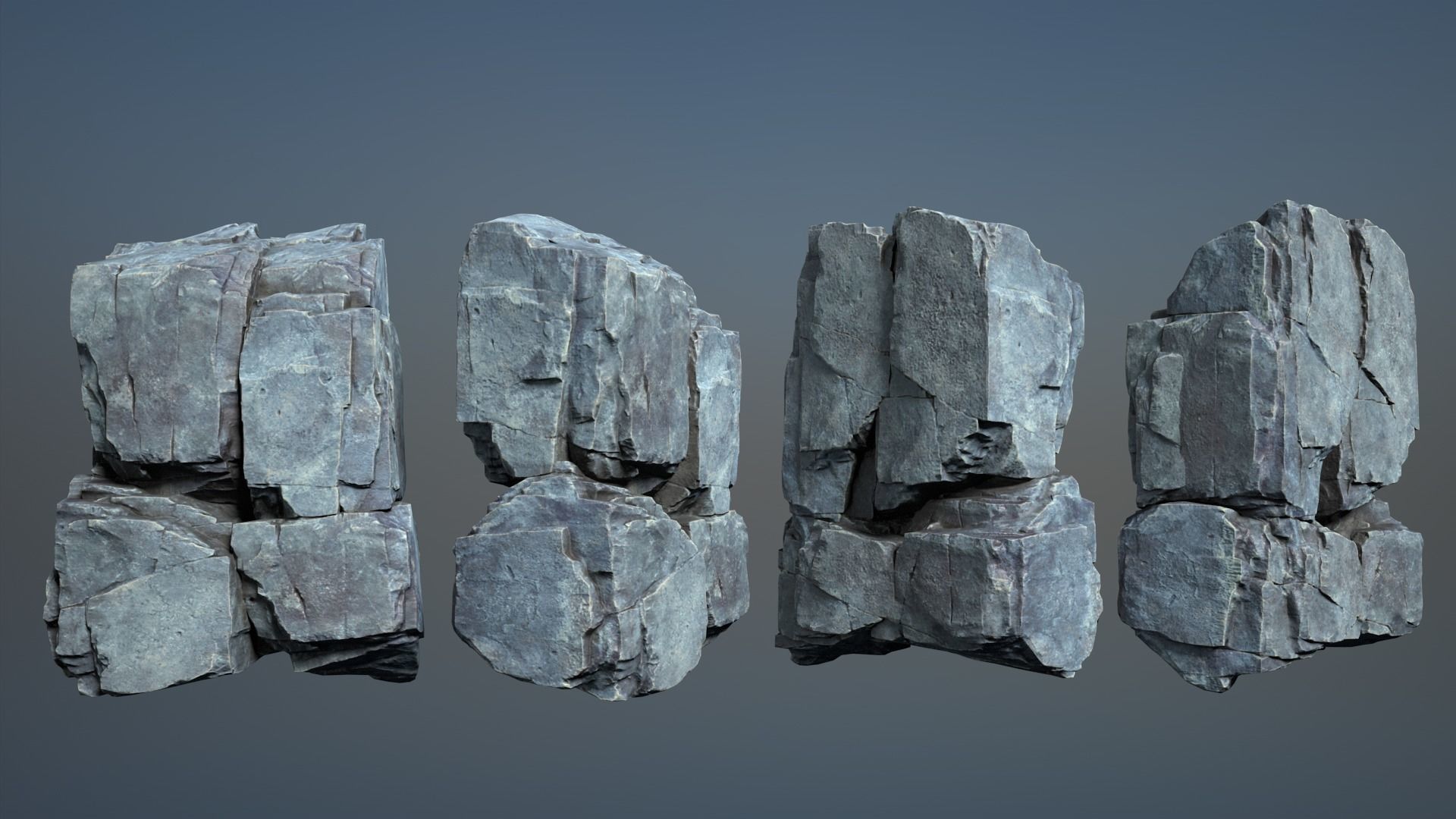 6 Modular Cliff Rocks - 240804 Low-poly 3D model_5