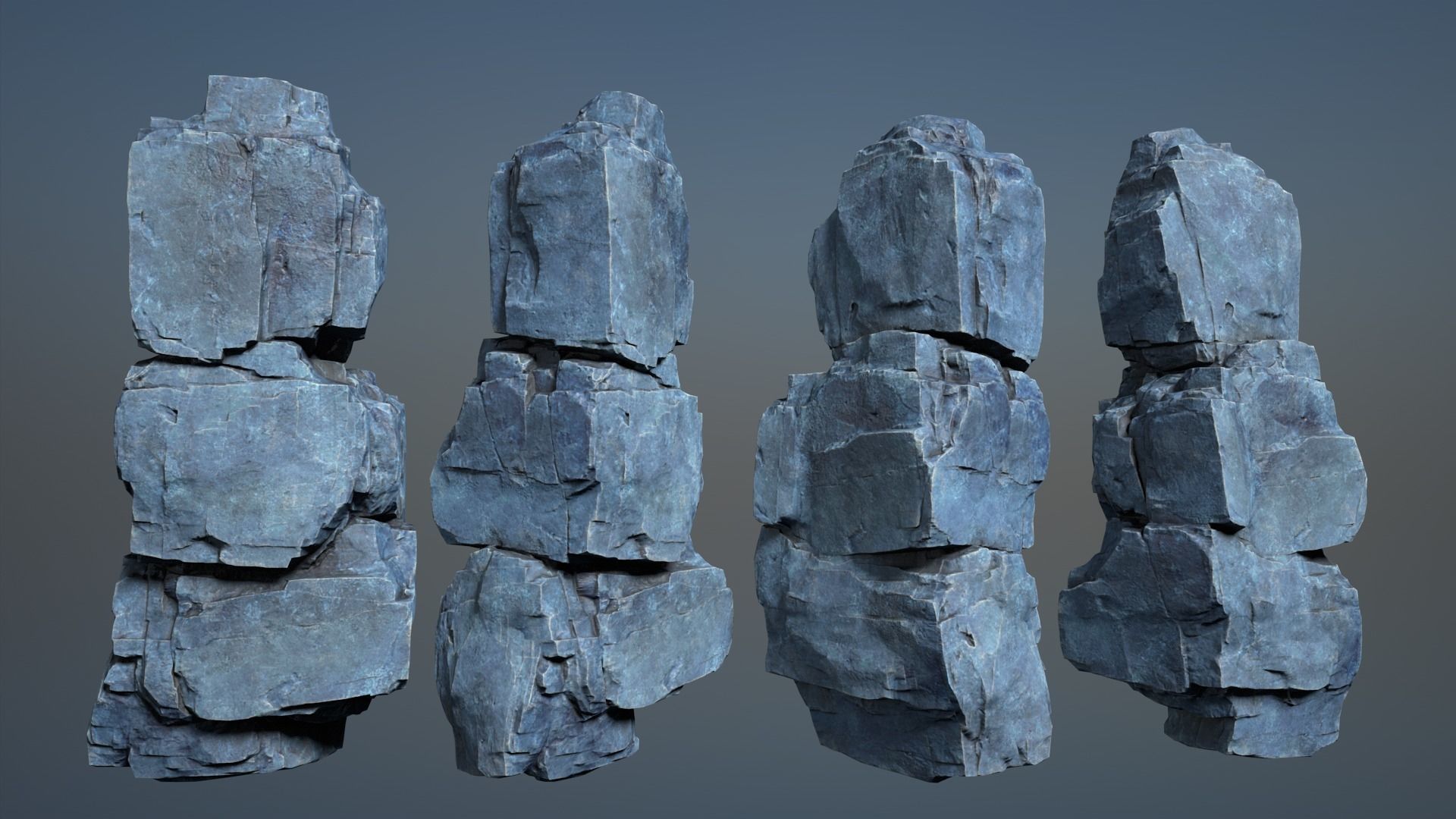 6 Modular Cliff Rocks - 240804 Low-poly 3D model_6