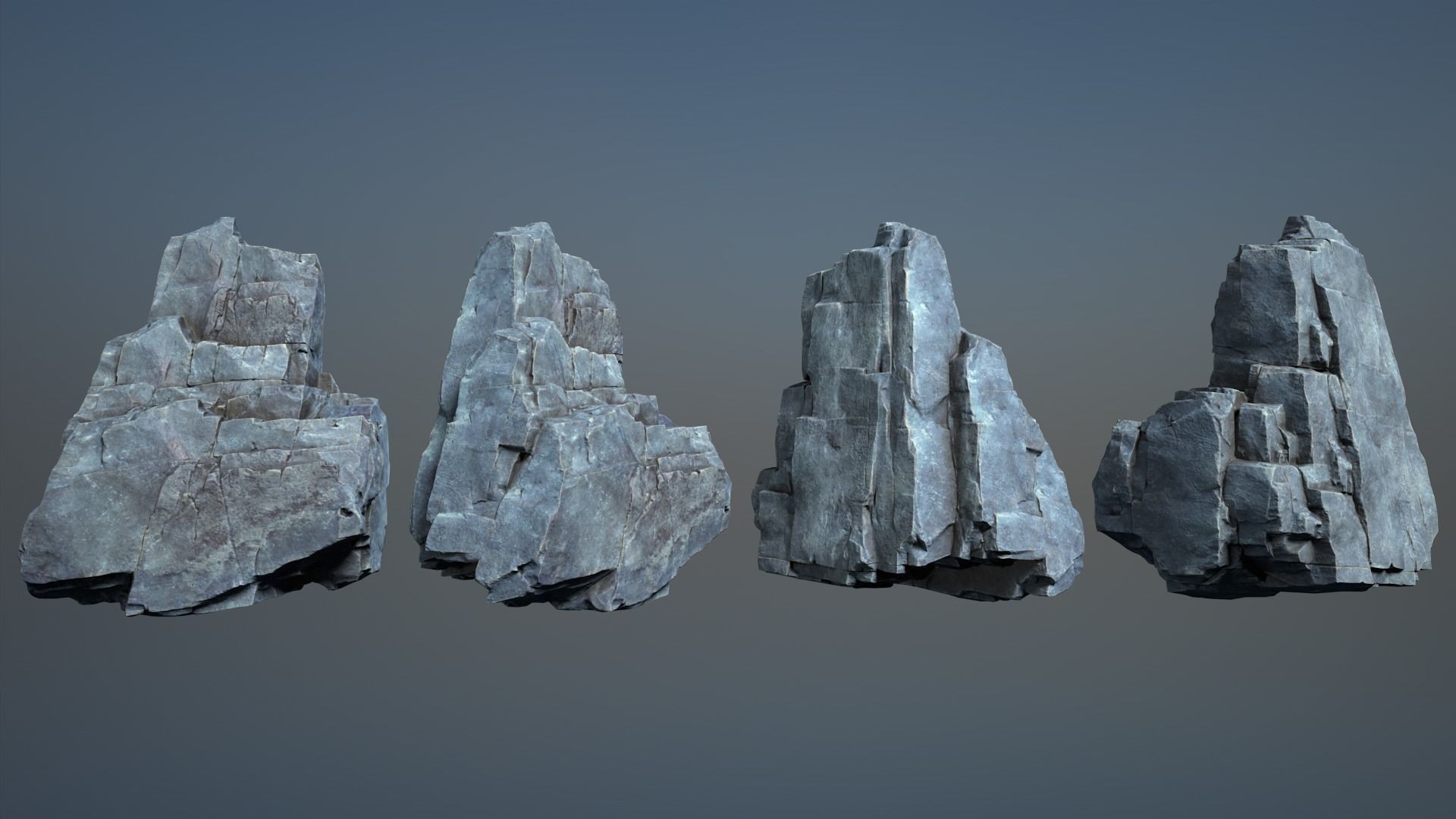 6 Modular Cliff Rocks - 240804 Low-poly 3D model_7