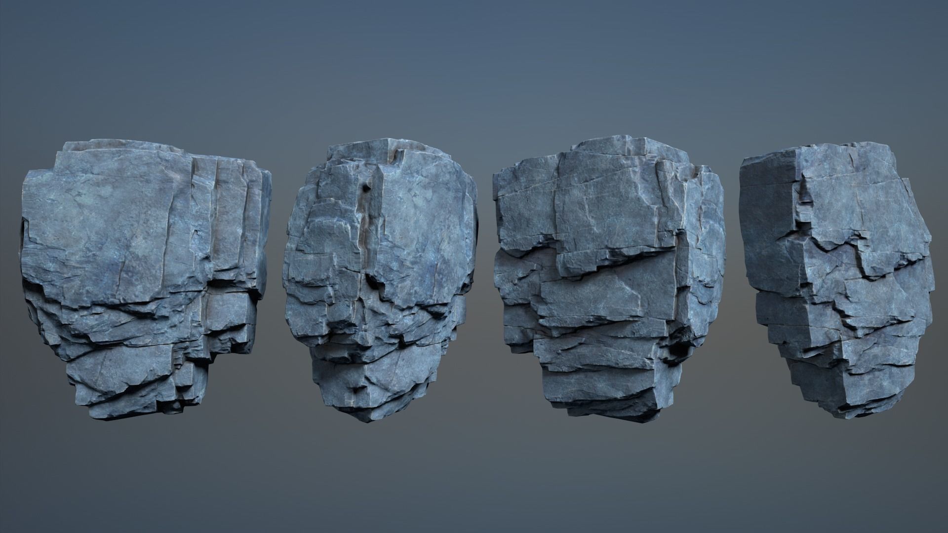6 Modular Cliff Rocks - 240804 Low-poly 3D model_4