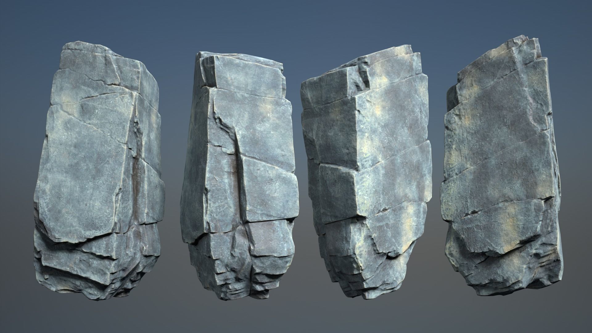 6 Modular Cliff Rocks - 240804 Low-poly 3D model_2