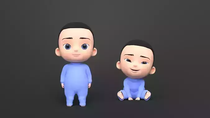 Cartoon Baby Character Low-poly 3D model