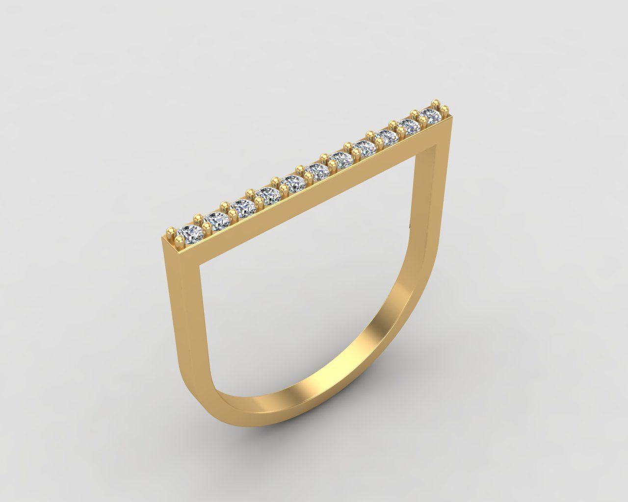 Minimal lightweight Line Ring 123-MW 3D print model_22