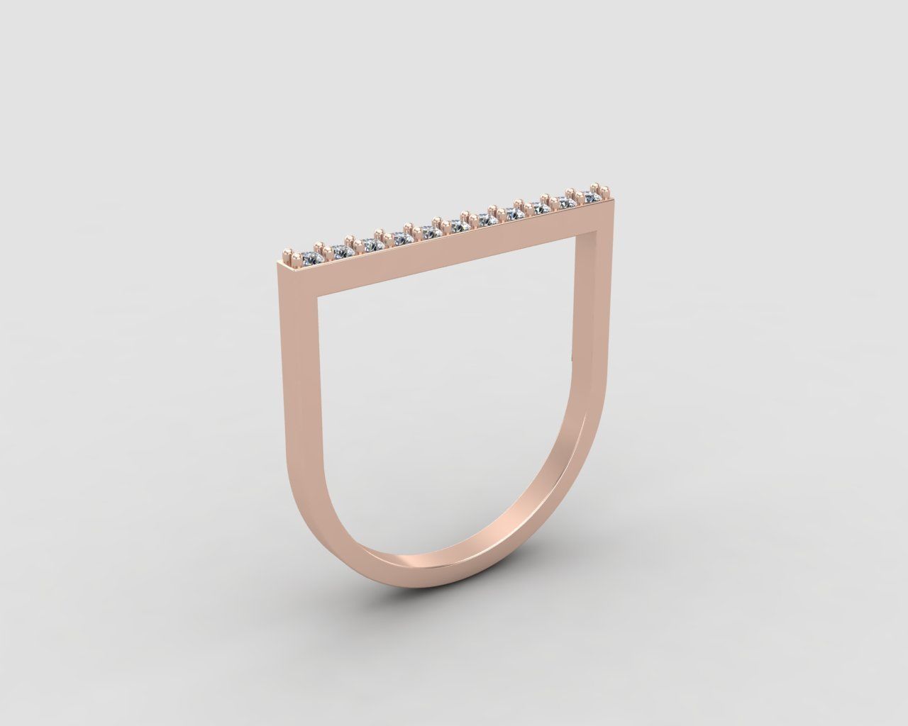 Minimal lightweight Line Ring 123-MW 3D print model_3