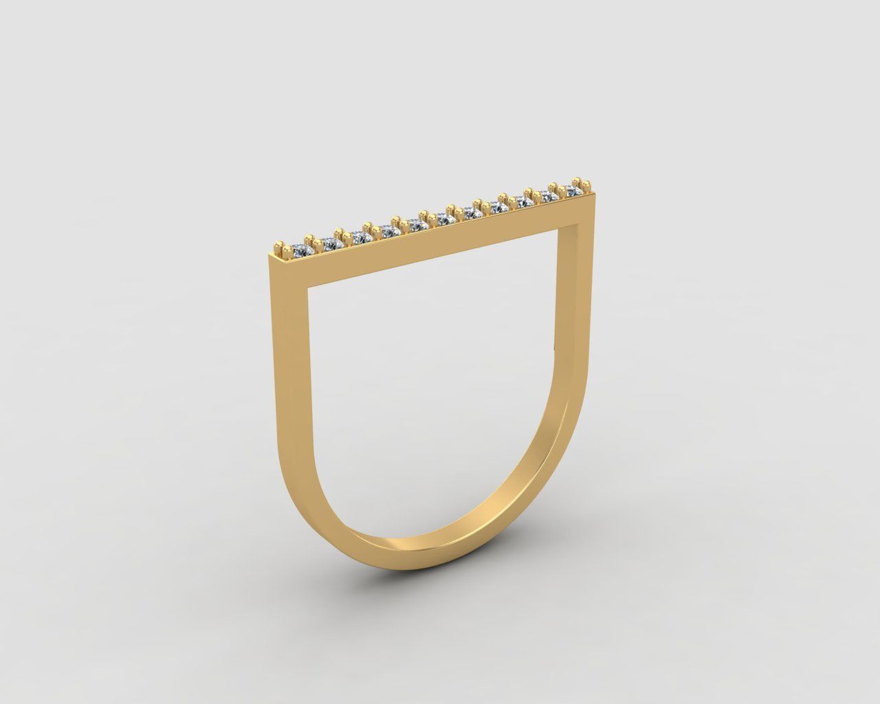 Minimal lightweight Line Ring 123-MW 3D print model_21