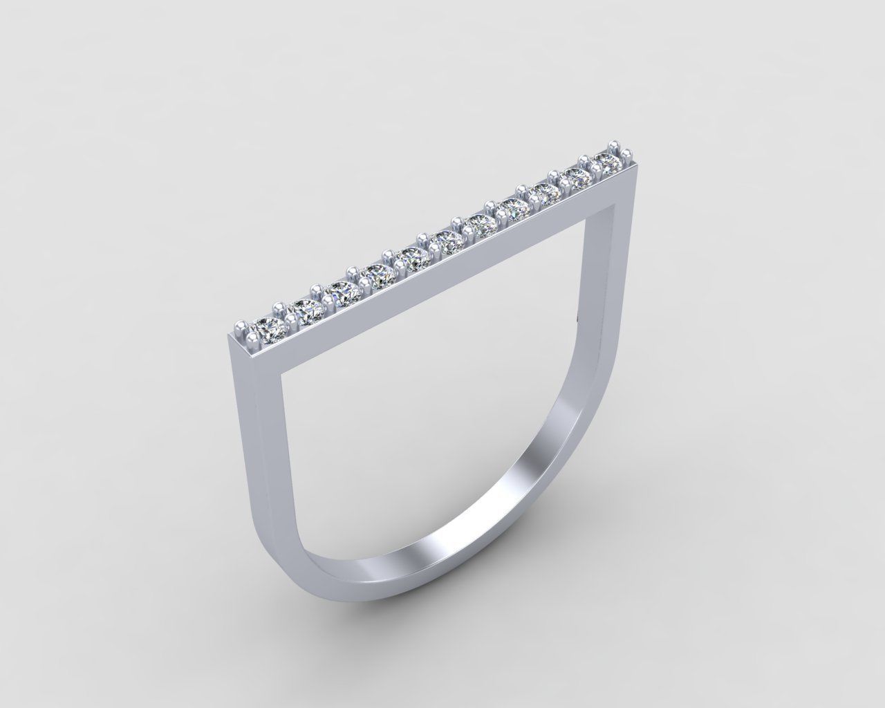 Minimal lightweight Line Ring 123-MW 3D print model_14