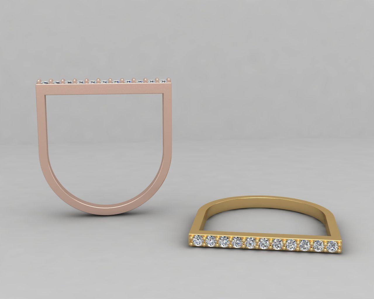 Minimal lightweight Line Ring 123-MW 3D print model_1