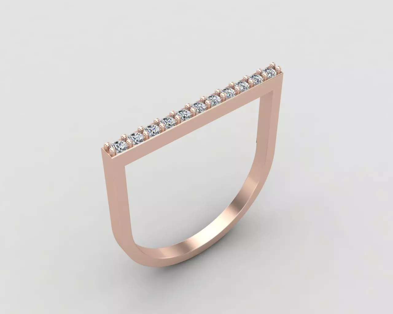 Minimal lightweight Line Ring 123-MW 3D print model_0