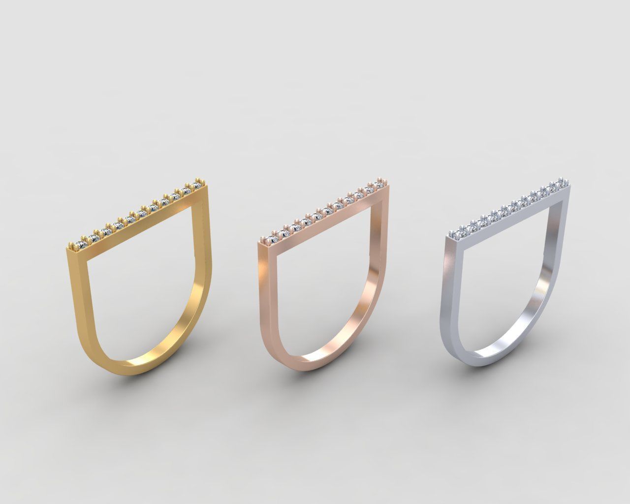 Minimal lightweight Line Ring 123-MW 3D print model_9