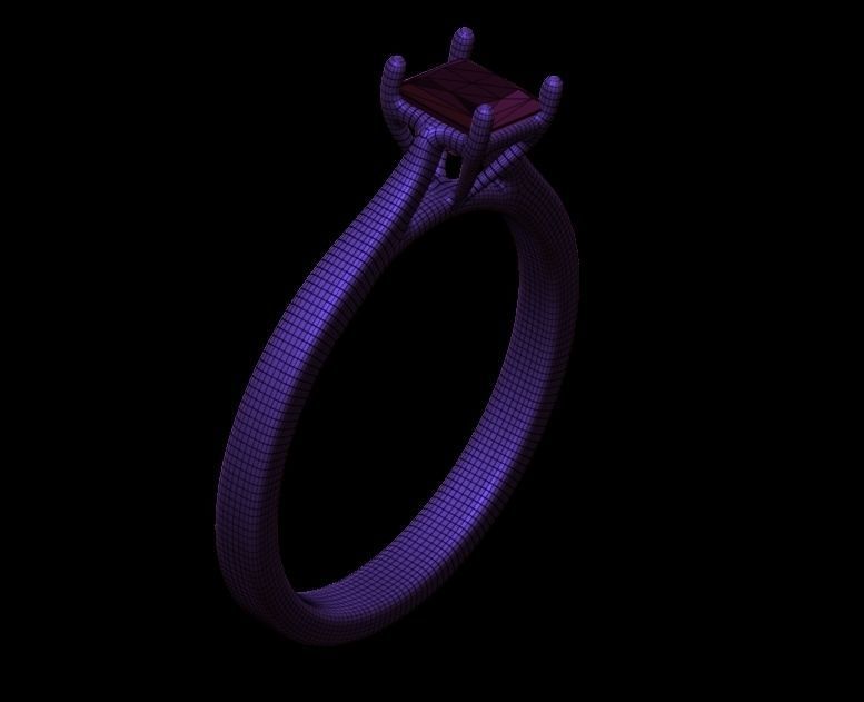 Princess Cut Engagement Ring 3D print model_8