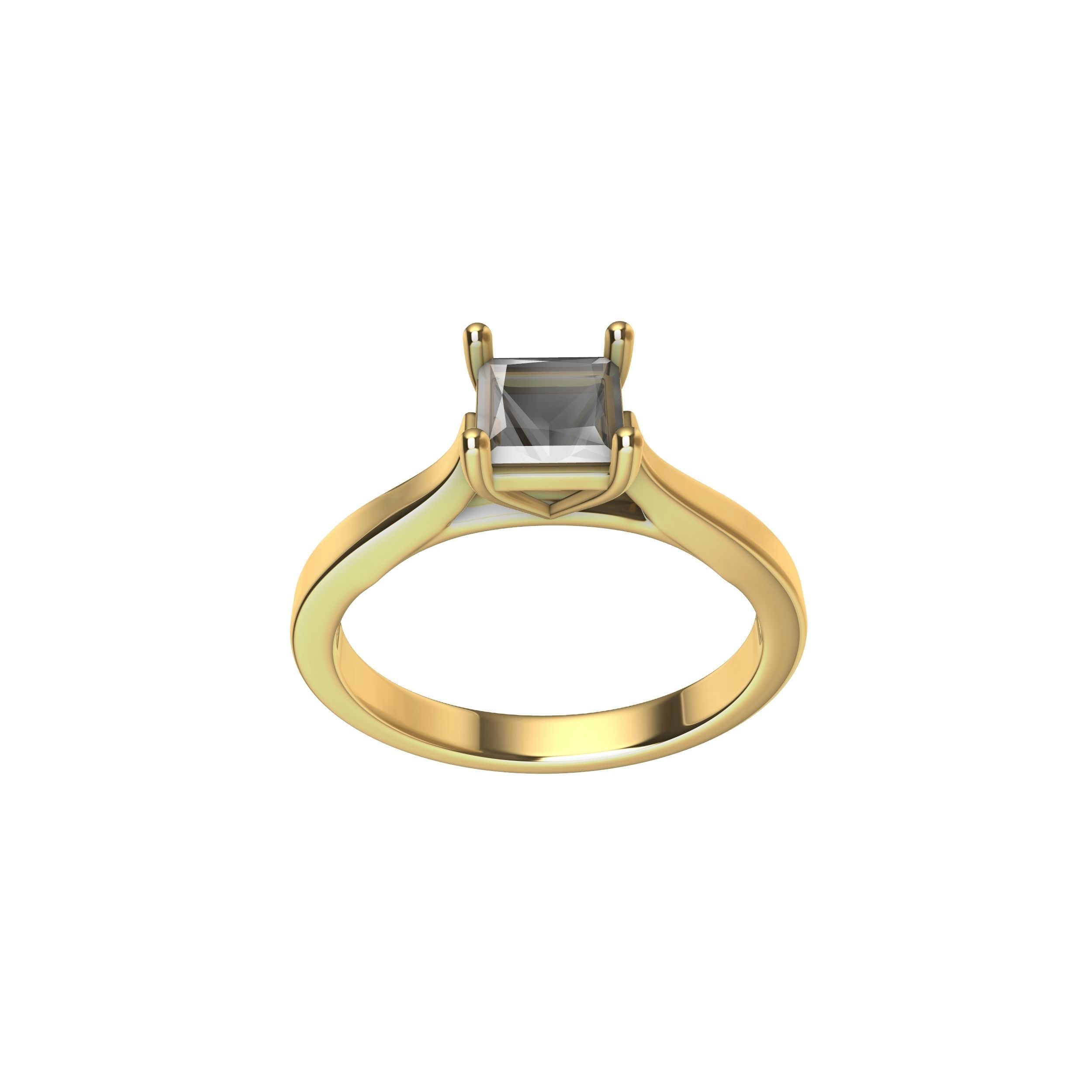 Princess Cut Engagement Ring 3D print model_19
