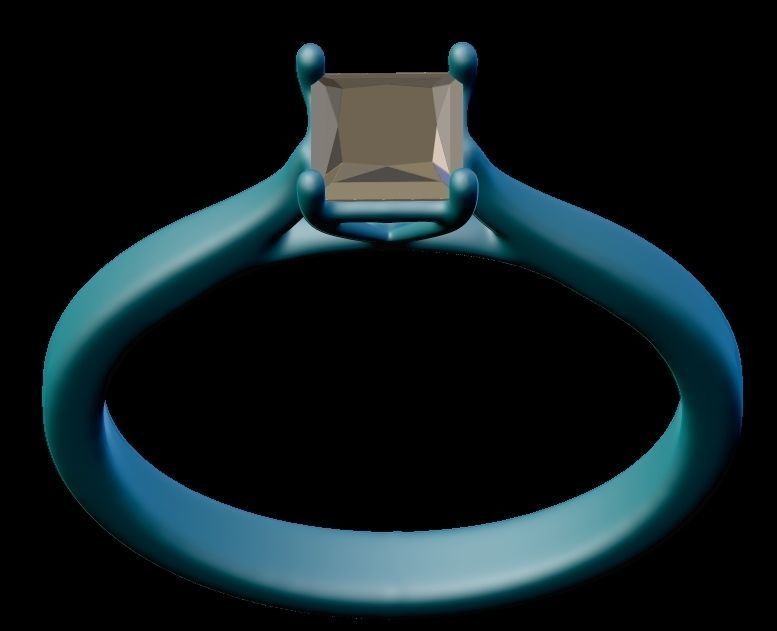 Princess Cut Engagement Ring 3D print model_11