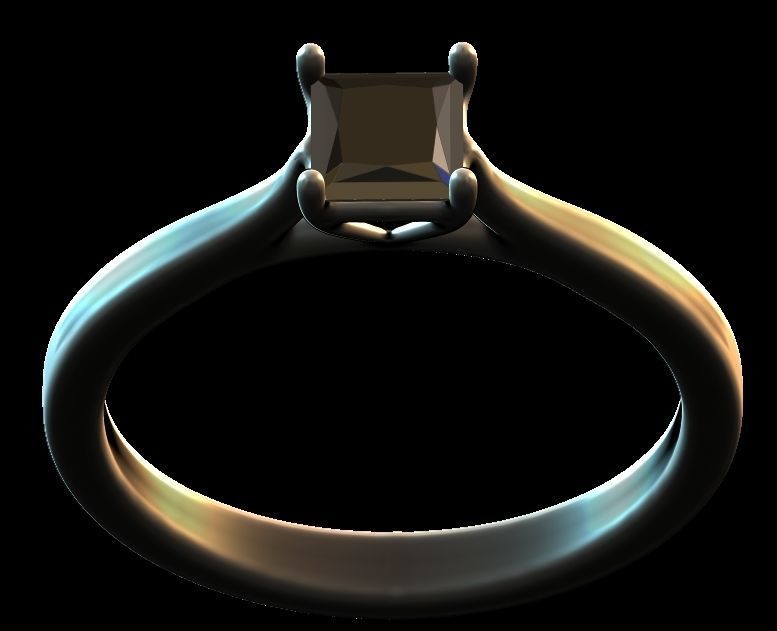 Princess Cut Engagement Ring 3D print model_21