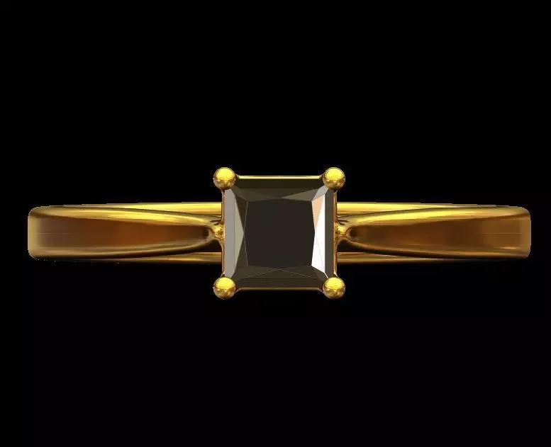 Princess Cut Engagement Ring 3D print model_0