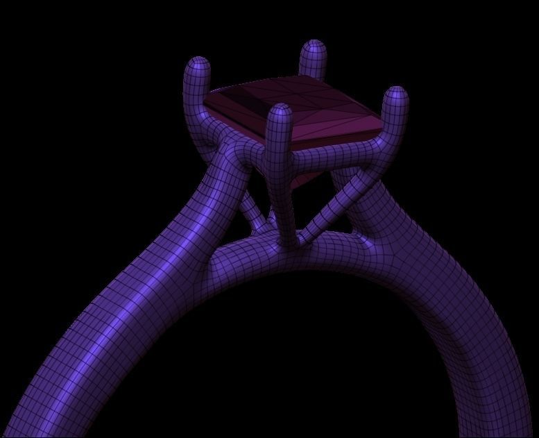 Princess Cut Engagement Ring 3D print model_10