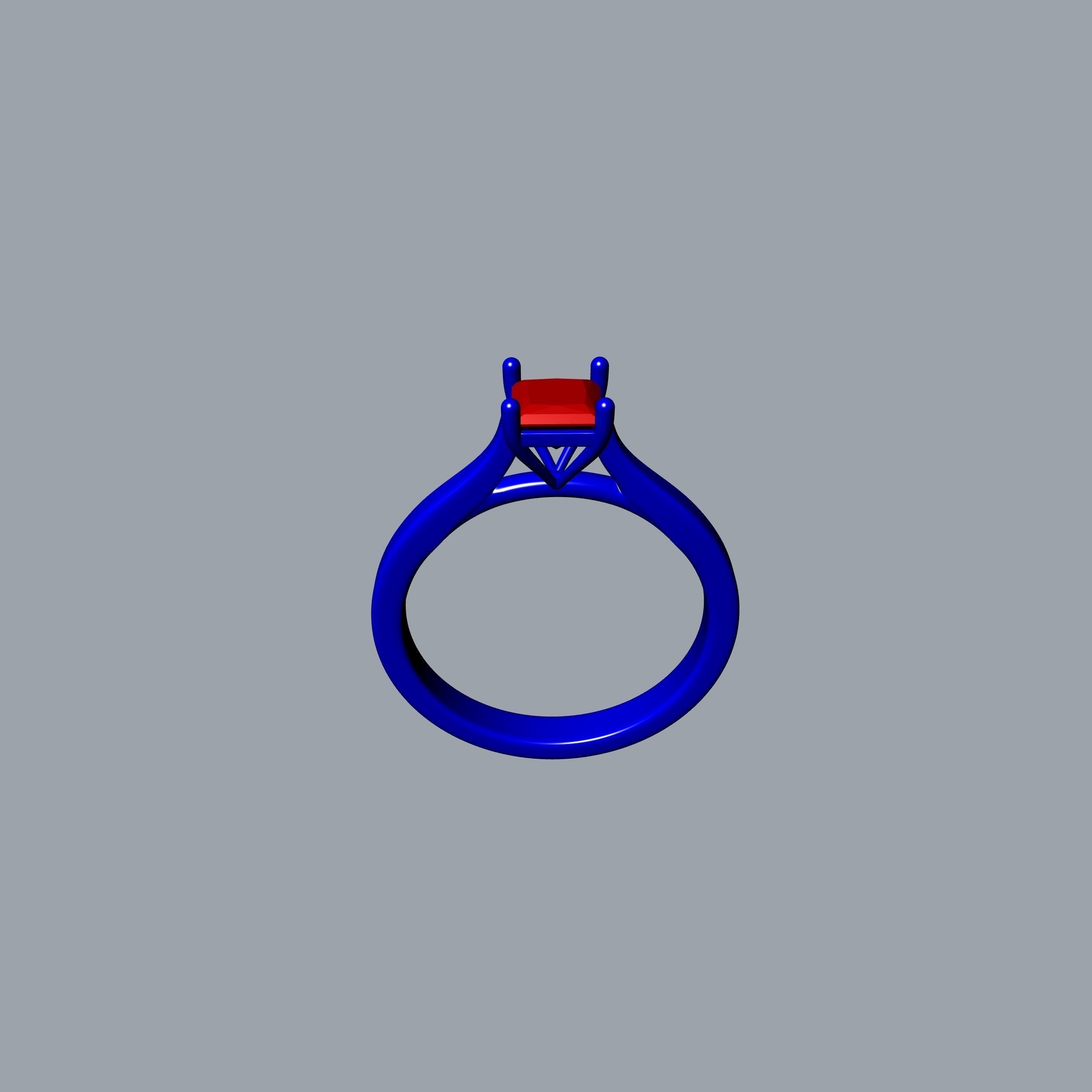 Princess Cut Engagement Ring 3D print model_23