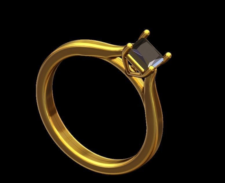Princess Cut Engagement Ring 3D print model_3