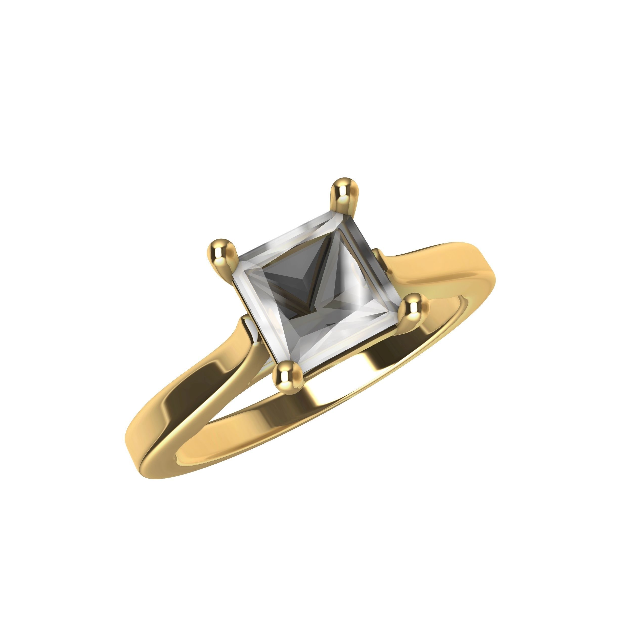 Princess Cut Engagement Ring 3D print model_17