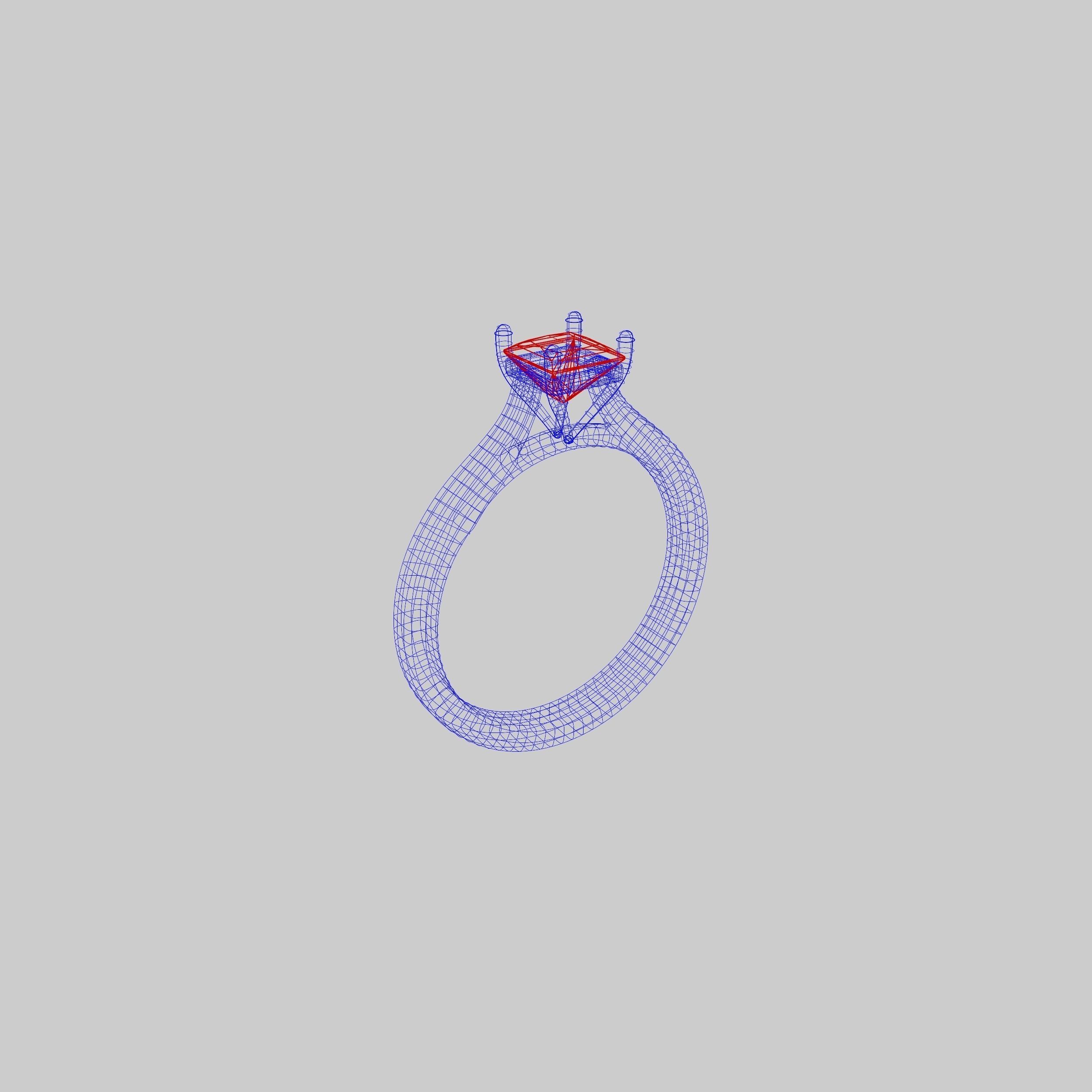 Princess Cut Engagement Ring 3D print model_7