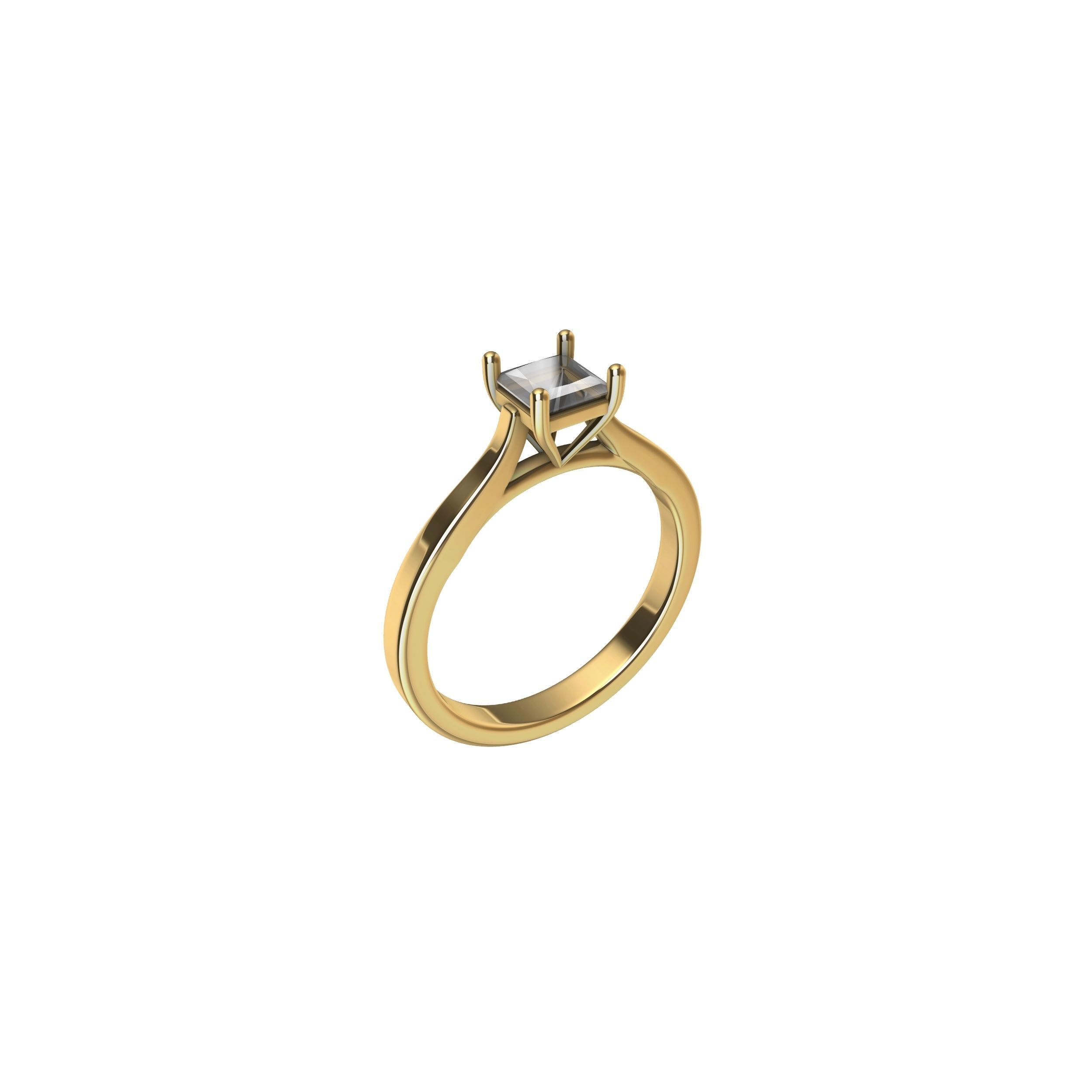 Princess Cut Engagement Ring 3D print model_13