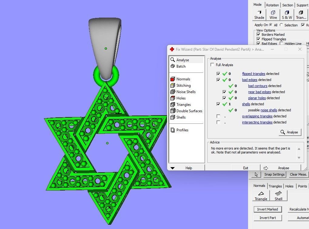 Star Of David Pendant with diamond 3D print model_4