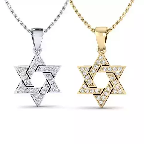 Star Of David Pendant with diamond 3D print model