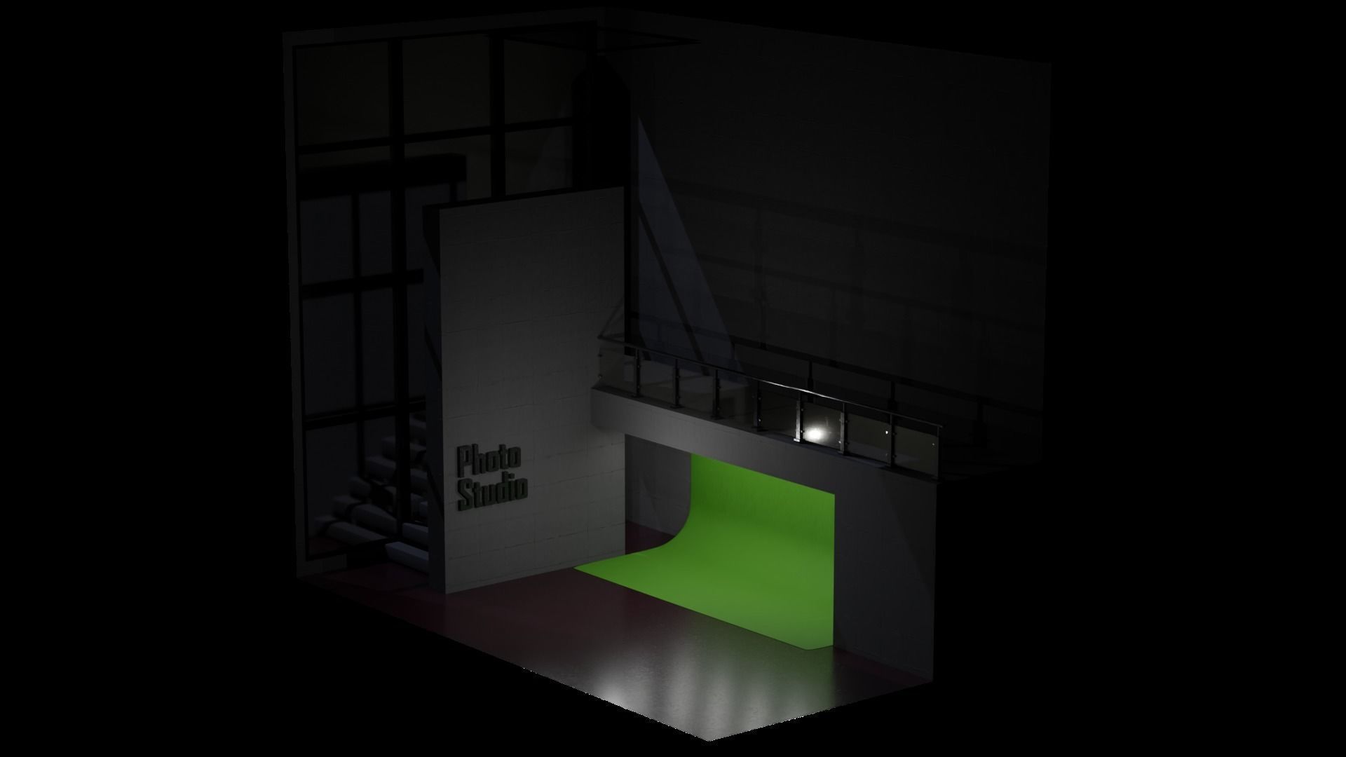 Photo Studio Building Low-poly 3D model_1