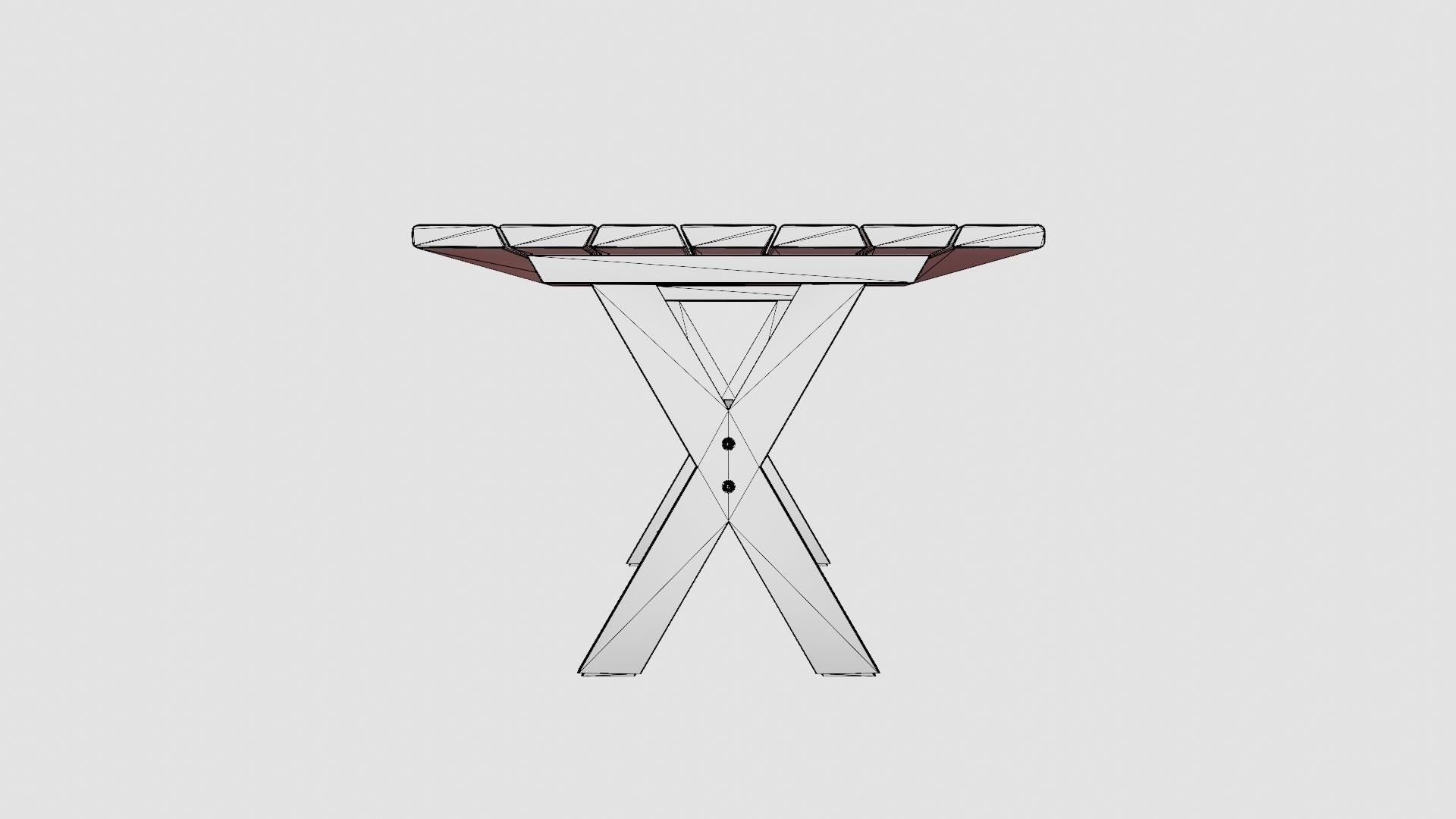 Cross dining table charcoal Low-poly 3D model_8