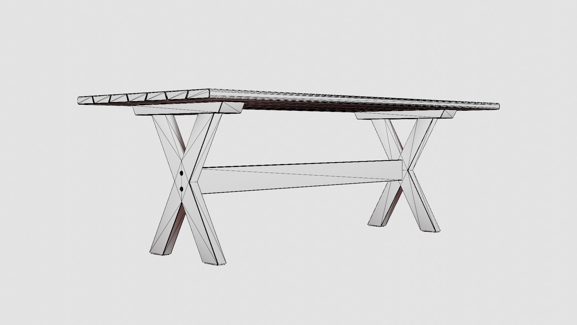 Cross dining table charcoal Low-poly 3D model_7