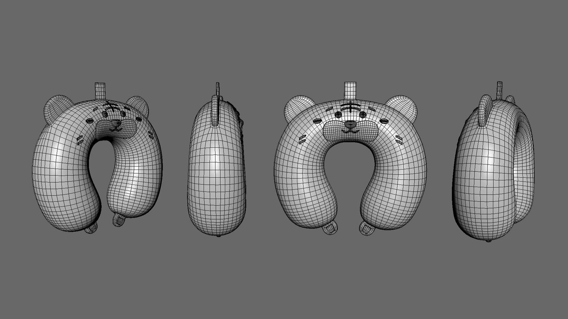 Cartoon Tiger U-Shaped Neck Pillow Low-poly 3D model_10