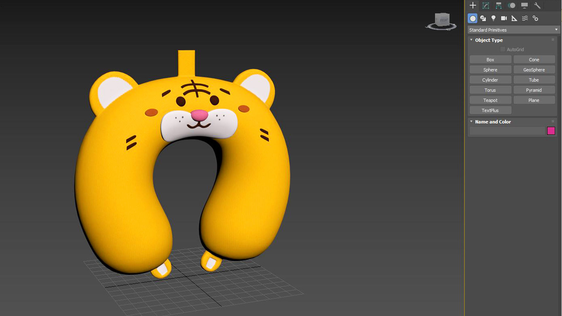 Cartoon Tiger U-Shaped Neck Pillow Low-poly 3D model_5