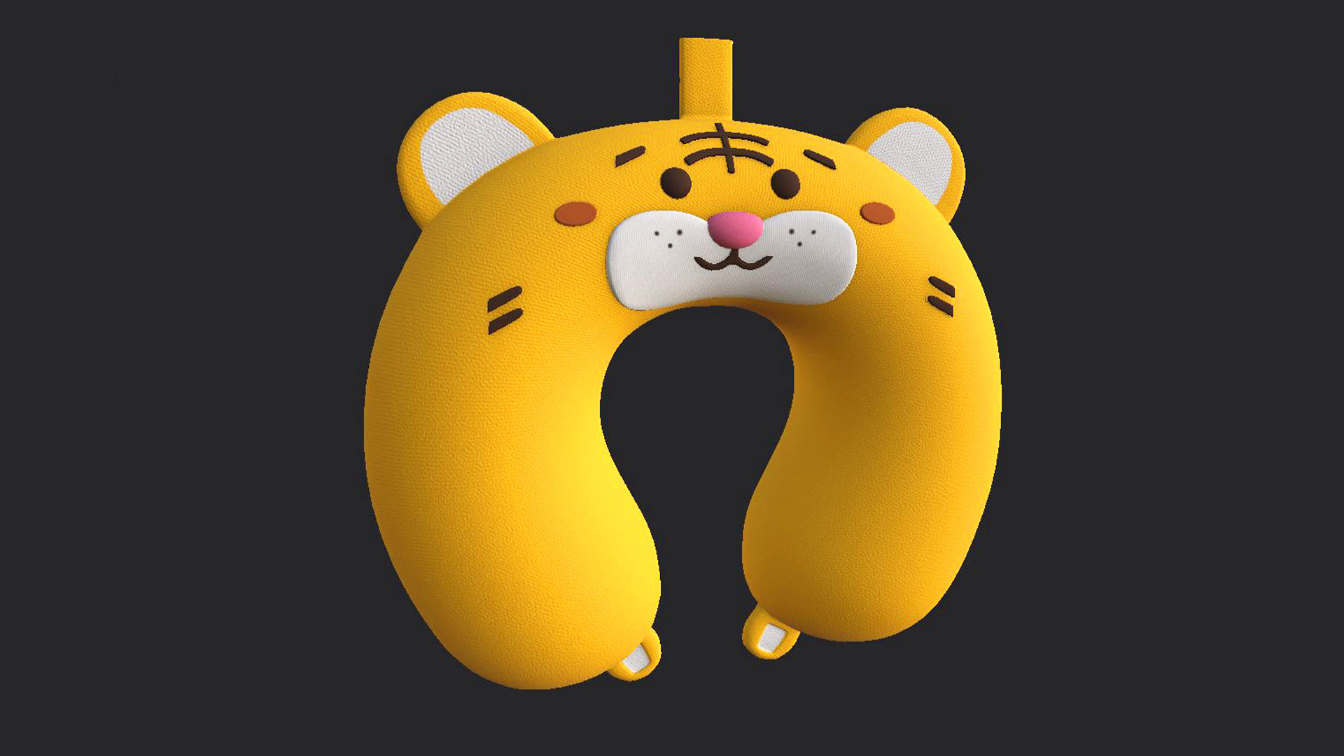 Cartoon Tiger U-Shaped Neck Pillow Low-poly 3D model_6
