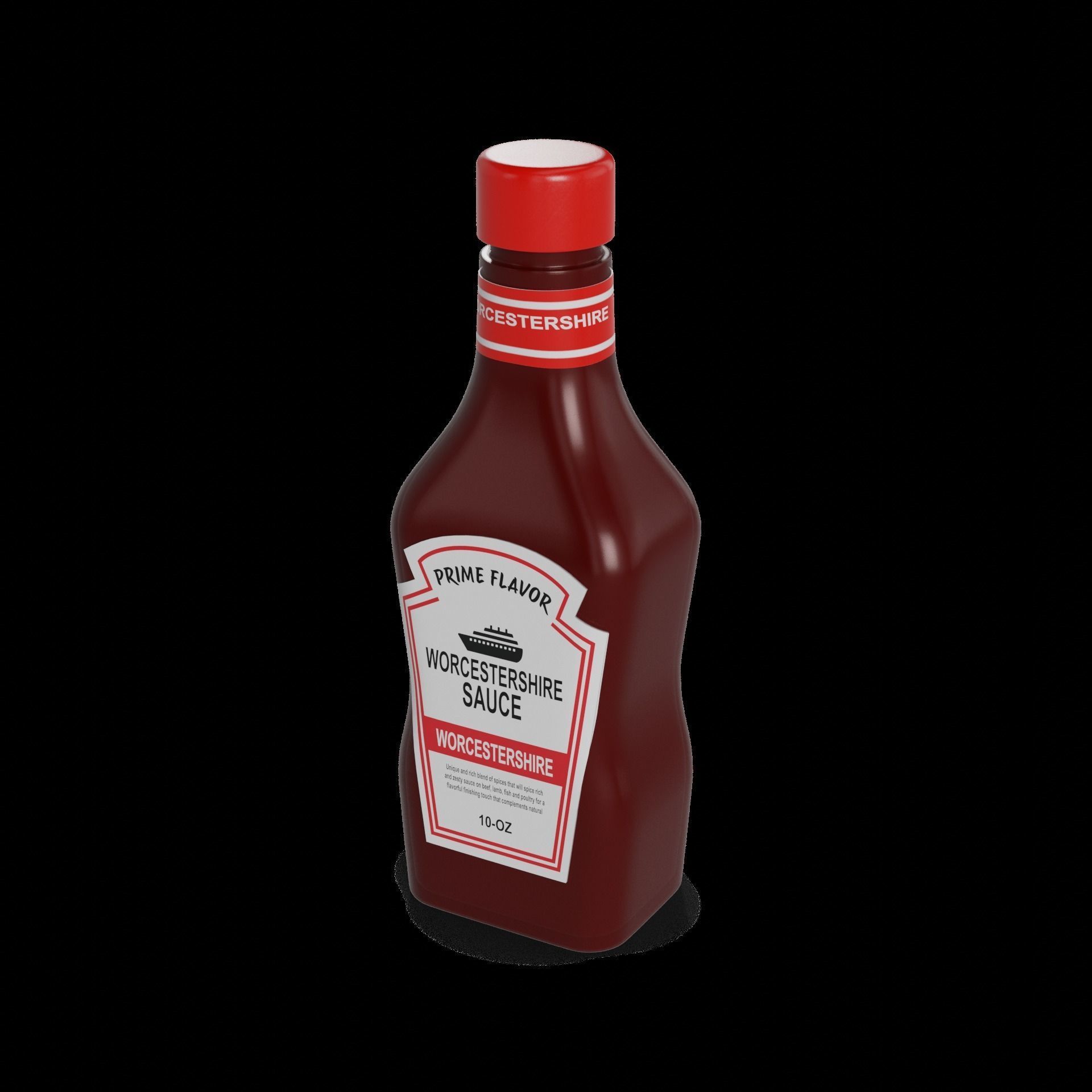 Worcestershire and soy sauces Worcestershire Sauce Low-poly 3D model_1