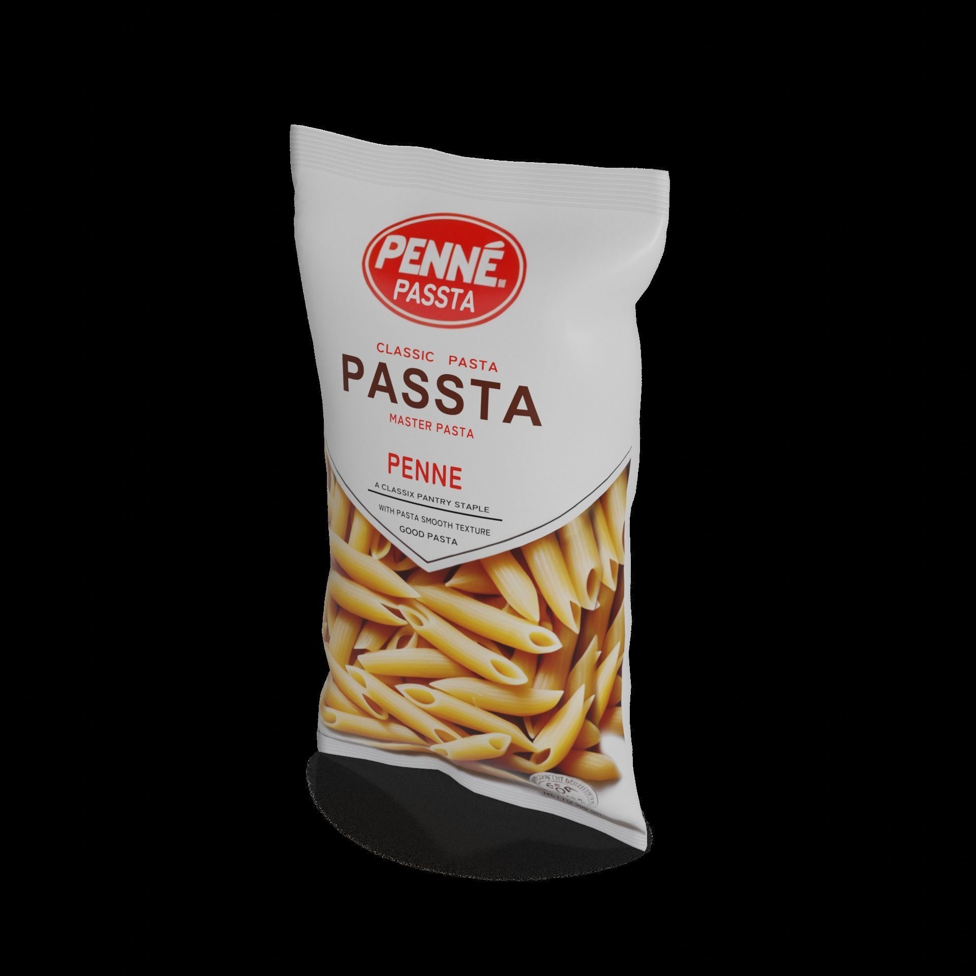 Penne fusilli macaroni vermicelli shells and shapes Penne Pasta Low-poly 3D model_1