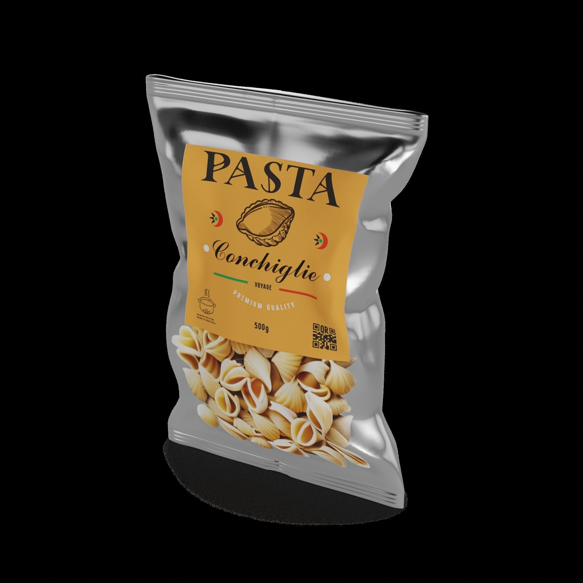 Penne fusilli macaroni vermicelli shells and shapes Conchigli... 3D model_1